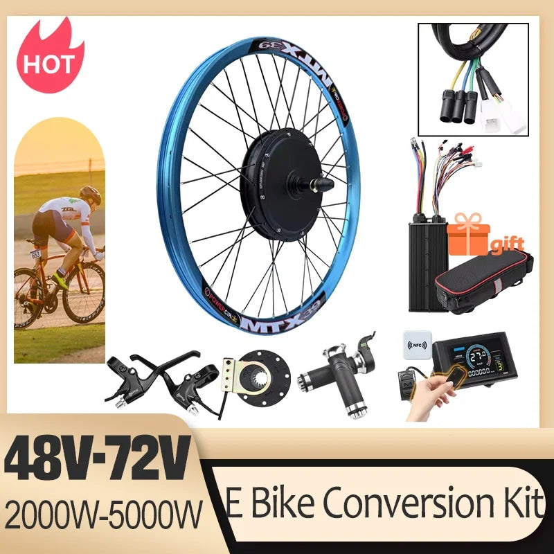 72V 3000-5000W Ebike Conversion Kit 27.5 inch MTX39 Red Blue Purple Rim S966 NFC Display Electric Bicycle Kit